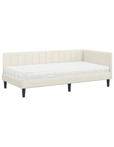 Cornice del letto ad angolo Crema 90 x 200 cm Velluto