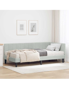 Cornice del letto ad angolo Grigio chiaro 100 x 200 cm Velluto 2