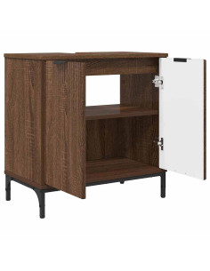 Set di mobili per il bagno con cassetto 3 pcs Rovere marrone