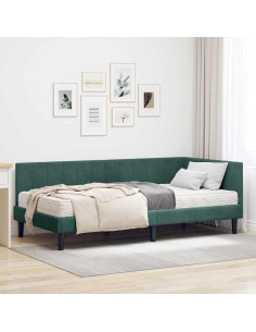 Cornice del letto ad angolo Verde scuro 100 x 200 cm Velluto 2