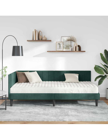 Cornice del letto ad angolo Verde scuro 100 x 200 cm Velluto