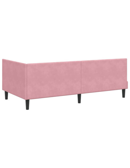 Cornice del letto ad angolo Rosa 100 x 200 cm Velluto