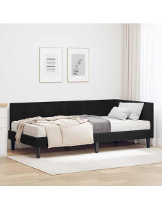 Cornice del letto ad angolo Nero 100 x 200 cm Velluto 2
