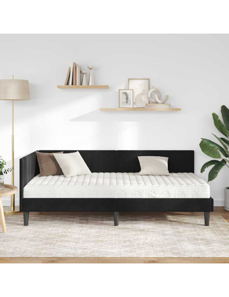 Cornice del letto ad angolo Nero 100 x 200 cm Velluto