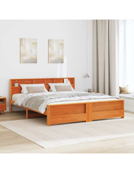 Struttura del letto con testiera Cera marrone 200 x 200 cm