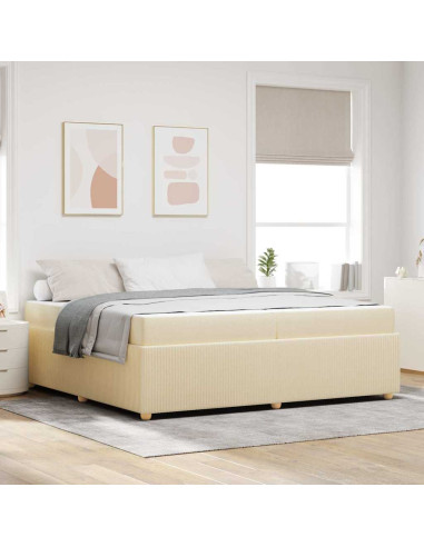 Struttura letto con materasso Crema 200 x 200 cm Tessuto