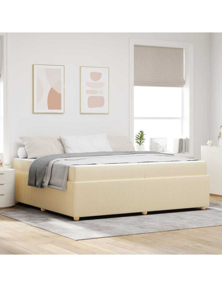 Struttura letto con materasso Crema 200 x 200 cm Tessuto