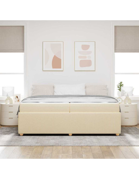Struttura letto con materasso Crema 200 x 200 cm Tessuto