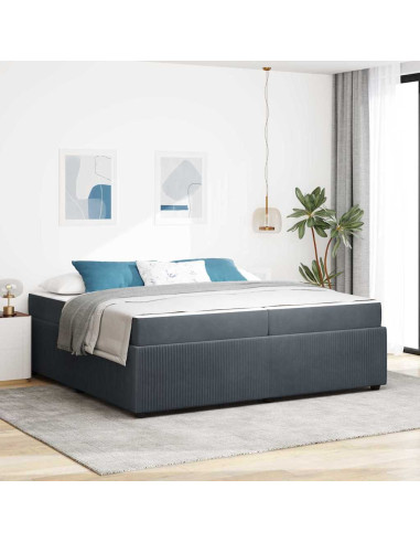 Struttura letto con materasso Grigio scuro 200 x 200 cm Velluto