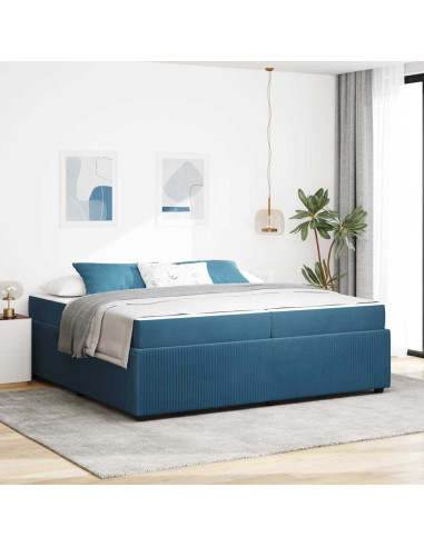 Struttura letto con materasso Blu 200 x 200 cm Velluto