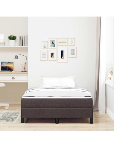 Letto a molle con materasso Marrone scuro 120 x 200 cm Tessuto