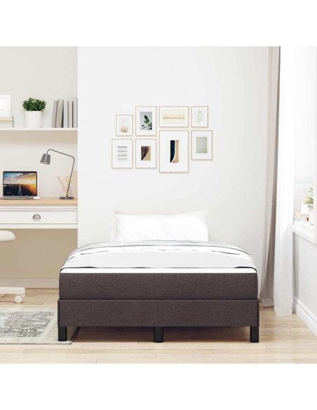 Letto a molle con materasso Marrone scuro 120 x 200 cm Tessuto