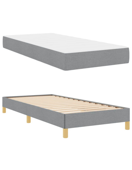 Letto a molle Grigio chiaro e marrone 90 x 190 cm