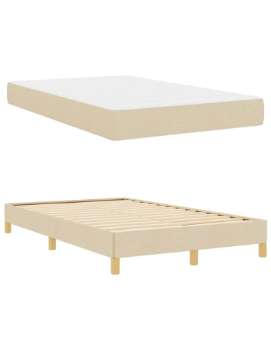 Letto a molle Crema e Marrone 120 x 190 cm