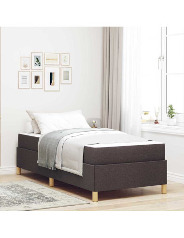 Letto a molle Bianco e Marrone Scuro 90 x 190 cm Tessuto