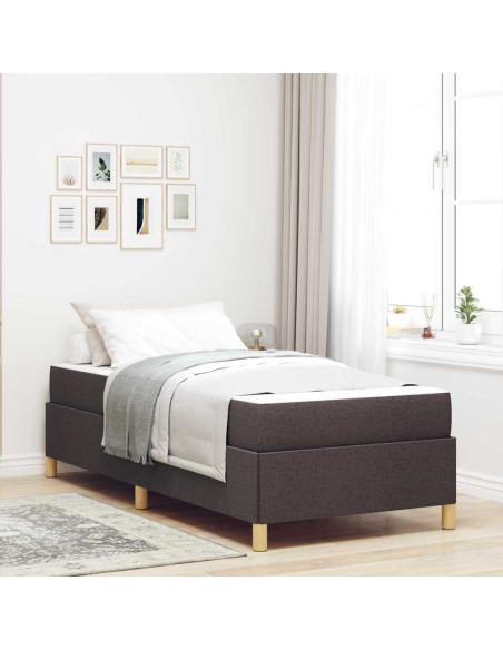 Letto a molle Bianco e Marrone Scuro 90 x 190 cm Tessuto