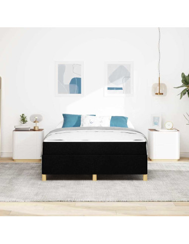 Letto a molle con materasso Bianco e Nero 140 x 190 cm Tessuto