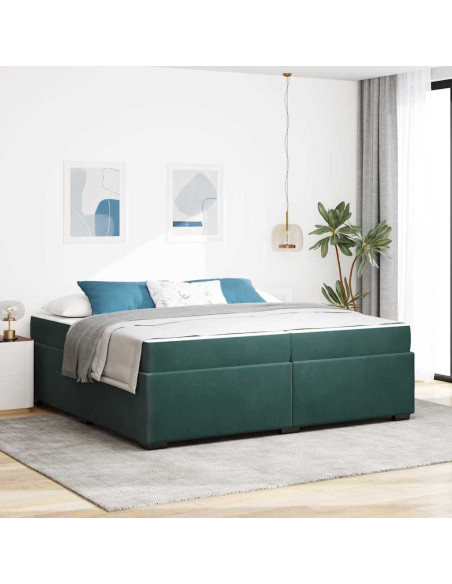 Struttura letto con materasso Verde scuro 200 x 200 cm Velluto
