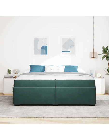 Struttura letto con materasso Verde scuro 200 x 200 cm Velluto