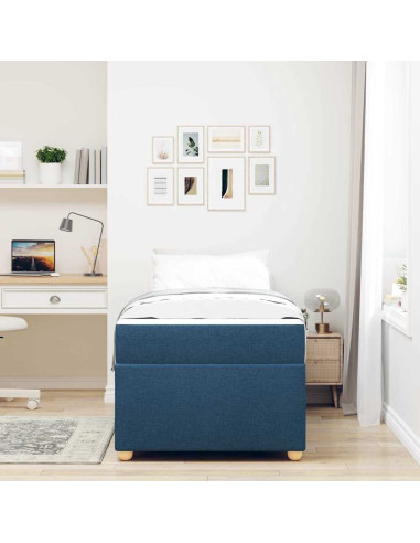 Struttura del letto con materasso Blu 91 x 200 cm Tessuto
