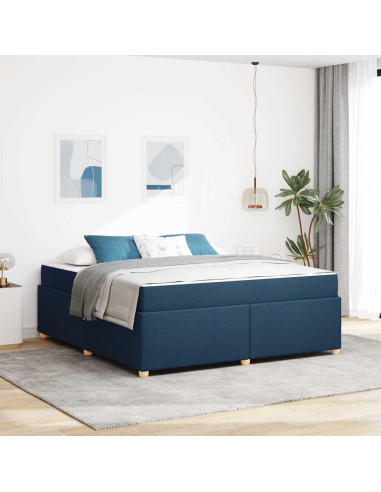 Struttura del letto con materasso Blu 180 x 200 cm Tessuto