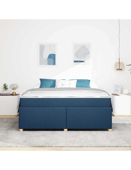 Struttura del letto con materasso Blu 180 x 200 cm Tessuto
