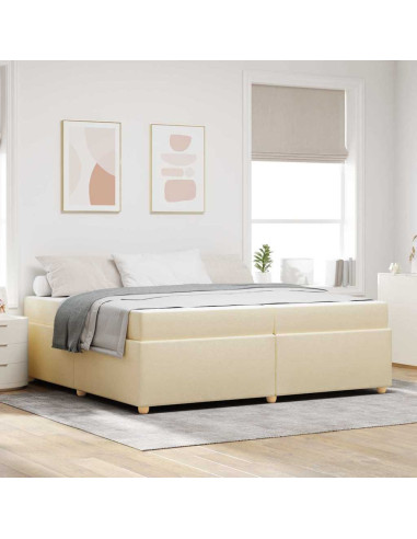 Struttura del letto con materasso Crema 200 x 200 cm Tessuto