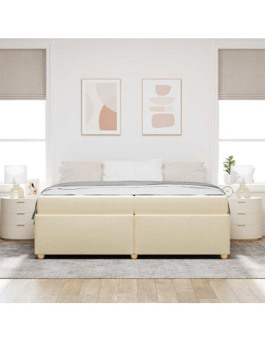 Struttura del letto con materasso Crema 200 x 200 cm Tessuto