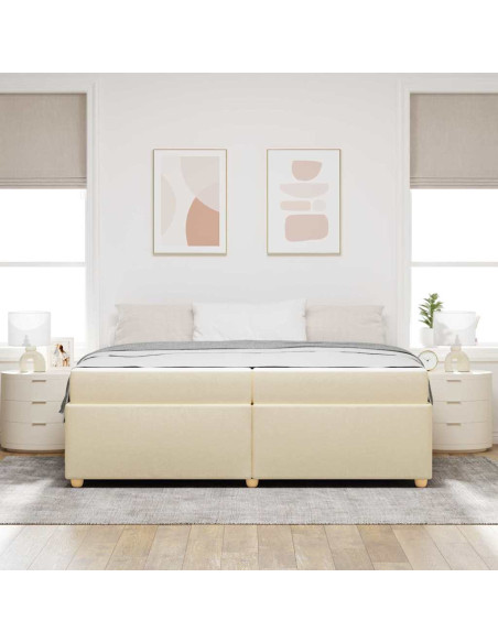 Struttura del letto con materasso Crema 200 x 200 cm Tessuto