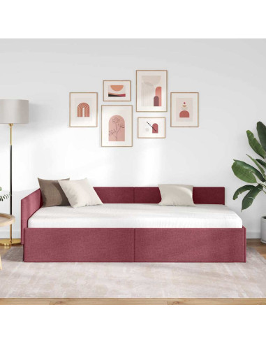 Cornice del letto ad angolo con testiera Rosso vino 80 x 200 cm