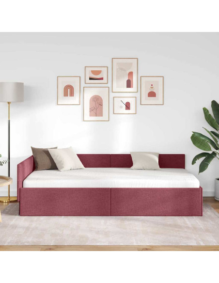 Cornice del letto ad angolo con testiera Rosso vino 80 x 200 cm