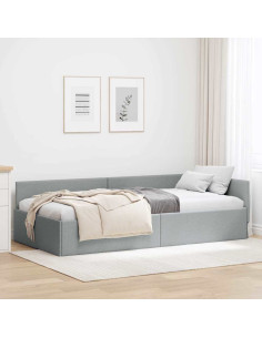 Cornice del letto ad angolo Grigio chiaro 90 cm x 190 cm 2