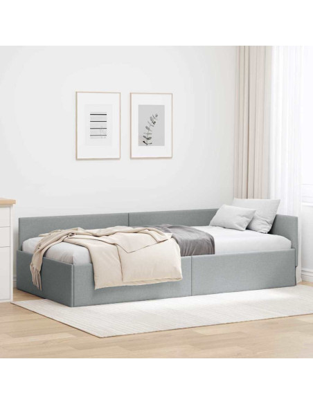 Cornice del letto ad angolo Grigio chiaro 90 cm x 190 cm