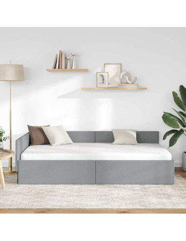 Cornice del letto ad angolo Grigio chiaro 90 cm x 190 cm