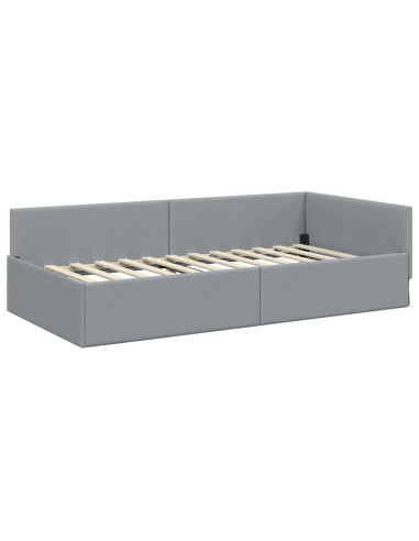 Cornice del letto ad angolo Grigio chiaro 90 x 190 cm