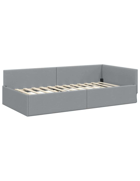 Cornice del letto ad angolo Grigio chiaro 90 cm x 190 cm