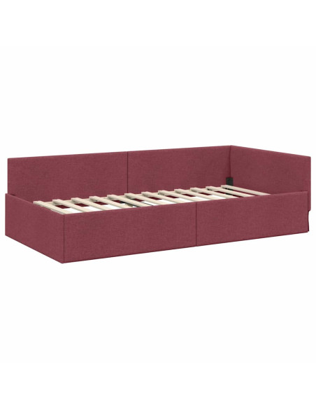 Cornice del letto ad angolo con testiera Rosso vino 90 x 190 cm