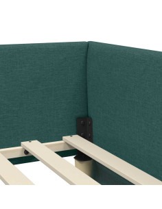 Cornice del letto ad angolo Verde scuro 90 x 190 cm 2
