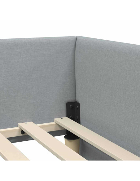 Cornice del letto ad angolo Grigio chiaro 90 x 200 cm