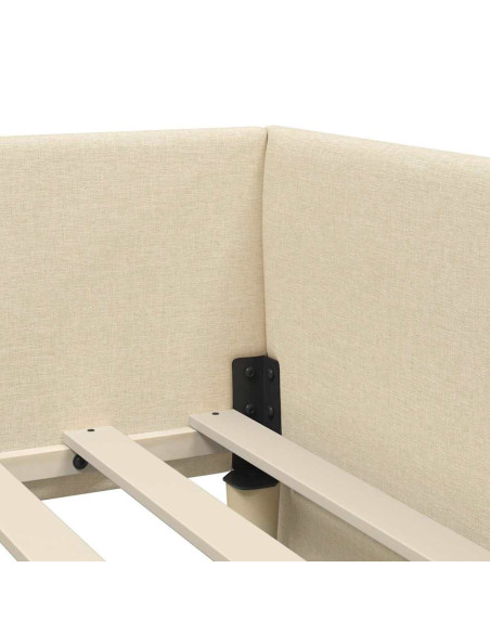 Cornice del letto ad angolo con testiera Crema 90 x 200 cm