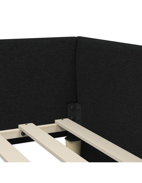 Cornice del letto ad angolo con testiera Nero 100 x 200 cm