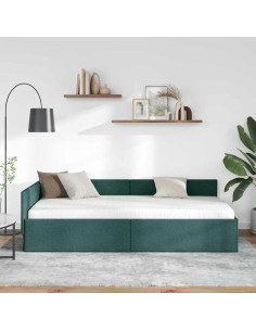 Cornice del letto ad angolo Verde Scuro 100 cm x 200 cm Tessuto 2