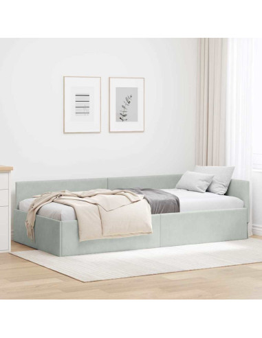 Cornice del letto ad angolo Altro Grigio chiaro 80 x 200 cm