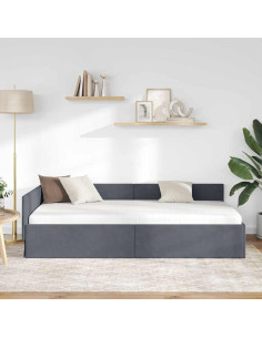 Cornice del letto ad angolo Grigio scuro 80 cm x 200 cm Velluto 2