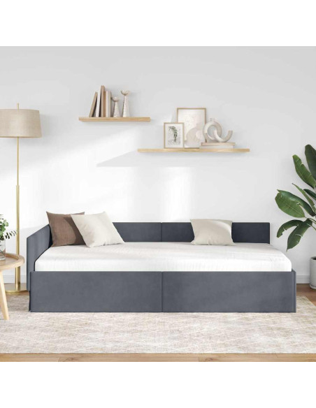 Cornice del letto ad angolo Grigio scuro 80 cm x 200 cm Velluto