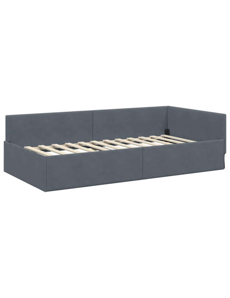 Cornice del letto ad angolo Grigio scuro 80 cm x 200 cm Velluto