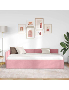 Cornice del letto ad angolo Rosa 80 cm x 200 cm Velluto 2