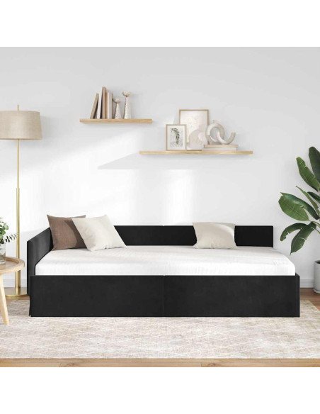 Cornice del letto ad angolo Altro con testiera Nero 80 x 200 cm