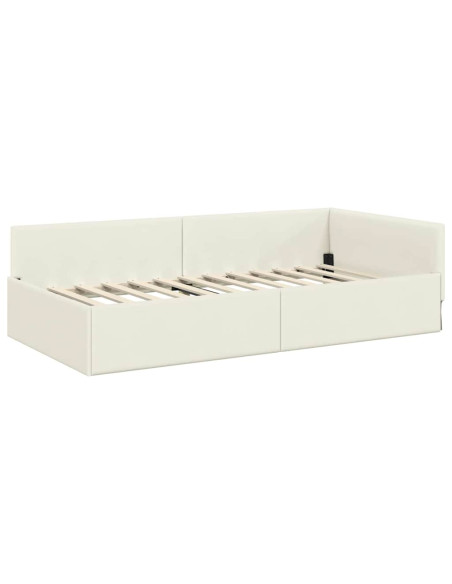 Cornice del letto ad angolo Crema 80 cm x 200 cm Velluto