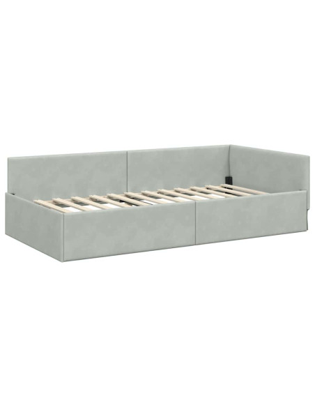 Cornice del letto ad angolo Altro Grigio chiaro 90 x 190 cm